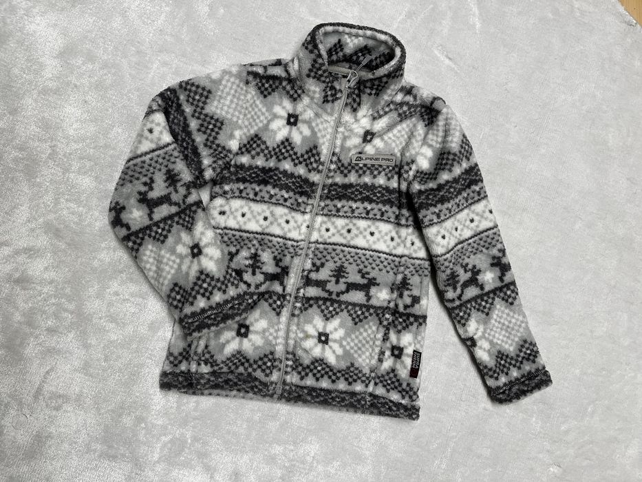 Alpin pro szary polar bluza modny wzor norweski 116/122