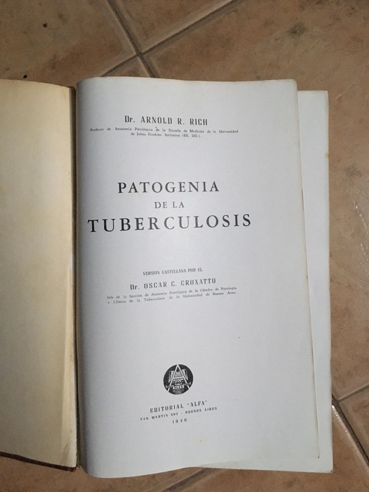 Livro Patogenia de la Tuberculosis de Arnold R. Rich (1946)