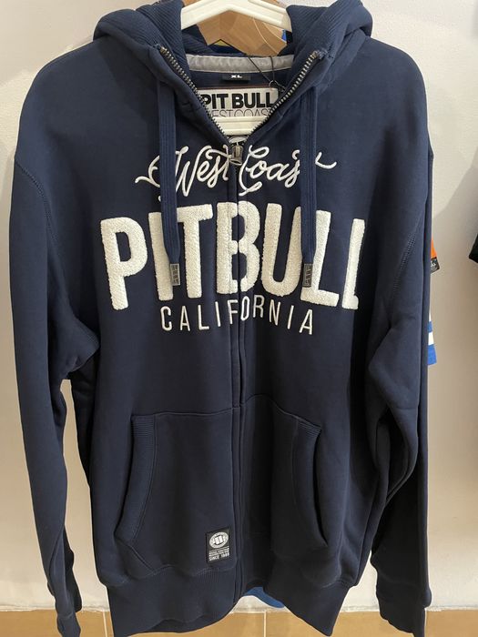 Męska granatowa bluza pit bull z kapturem