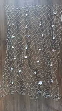 Dekoracyjna sieć rybacka muszelkami ozdoba morska