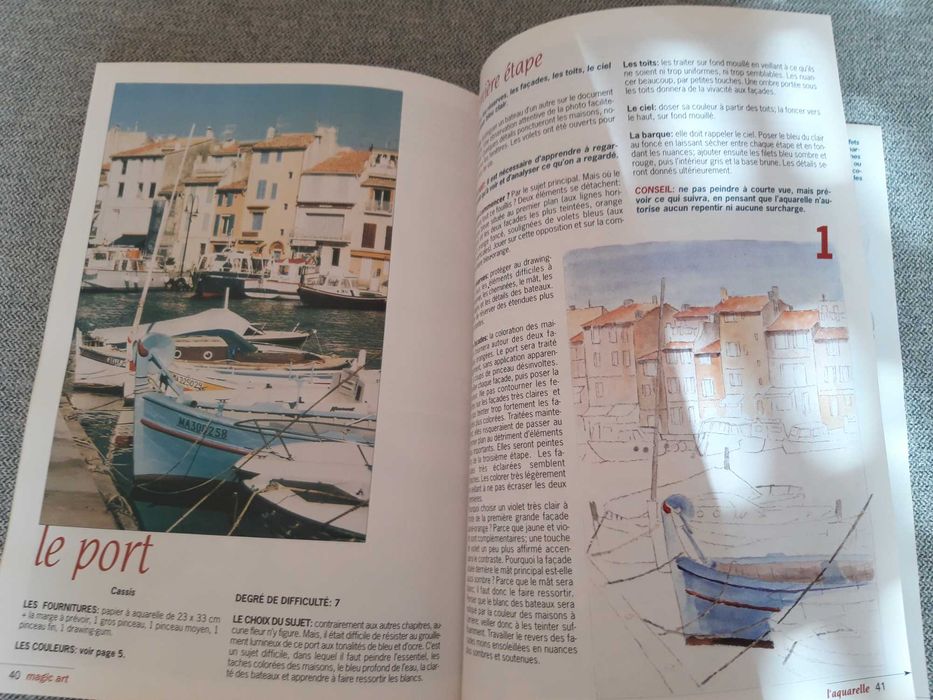 Conjunto revista "Magic Art" para aprender a pintar desenho aquarela