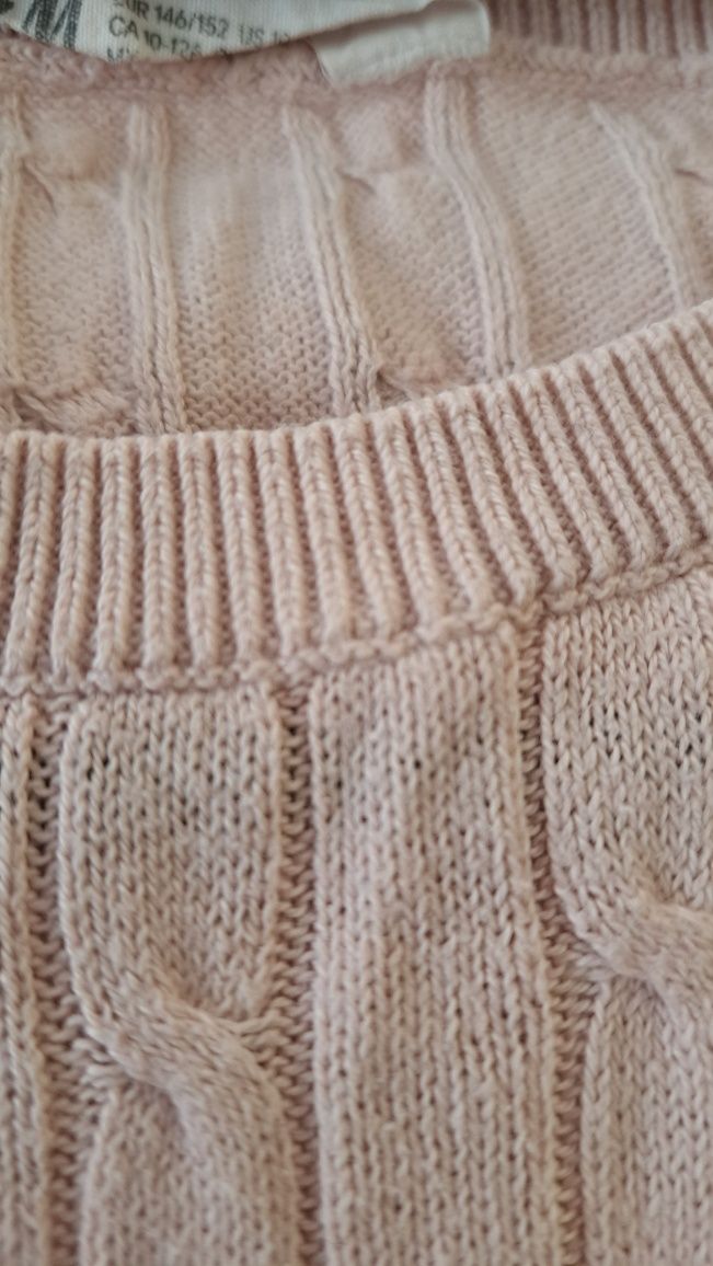 2 sweterki H&M warkoczowy splot 146/152