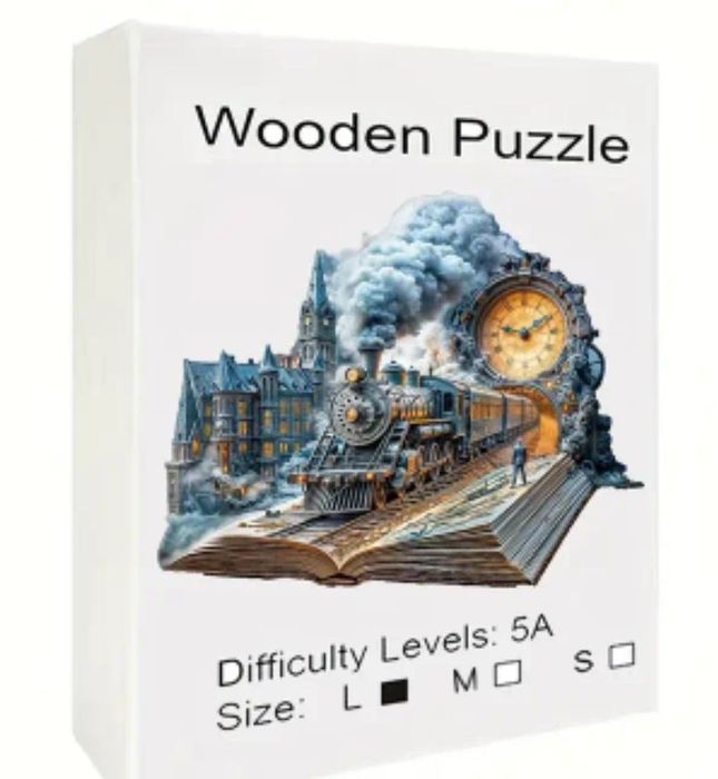 Дерев'яні пазли поїзд у книзі унікального розміру нестандартні