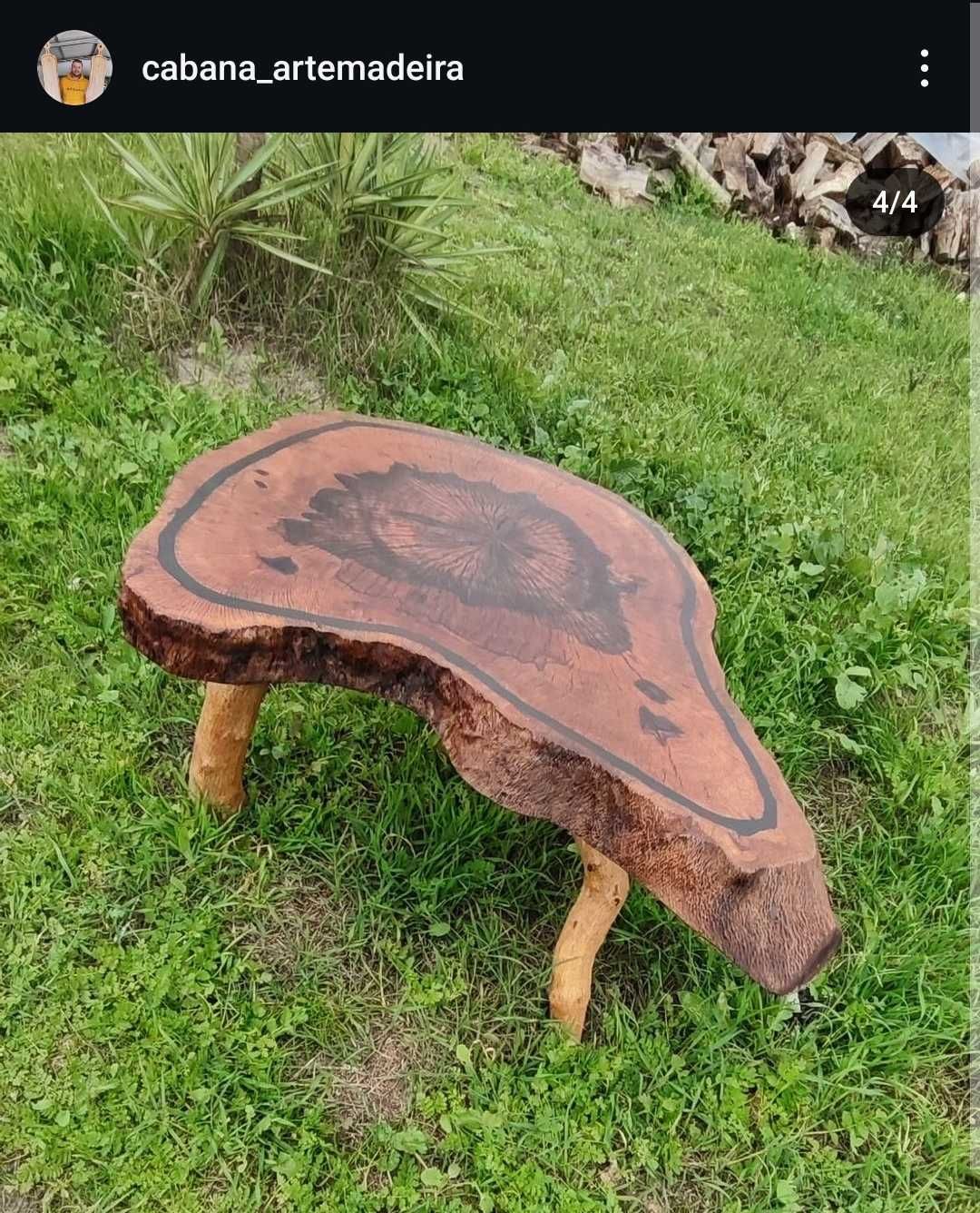 Mesa de centro em rodela de madeira
