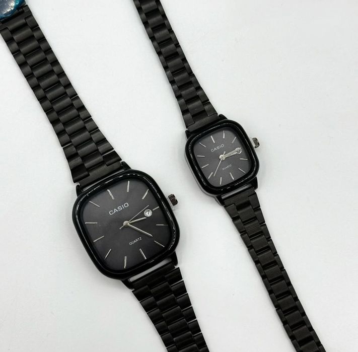 Годинники парні Касіо чоловічий і жіночий Casio чорного кольору