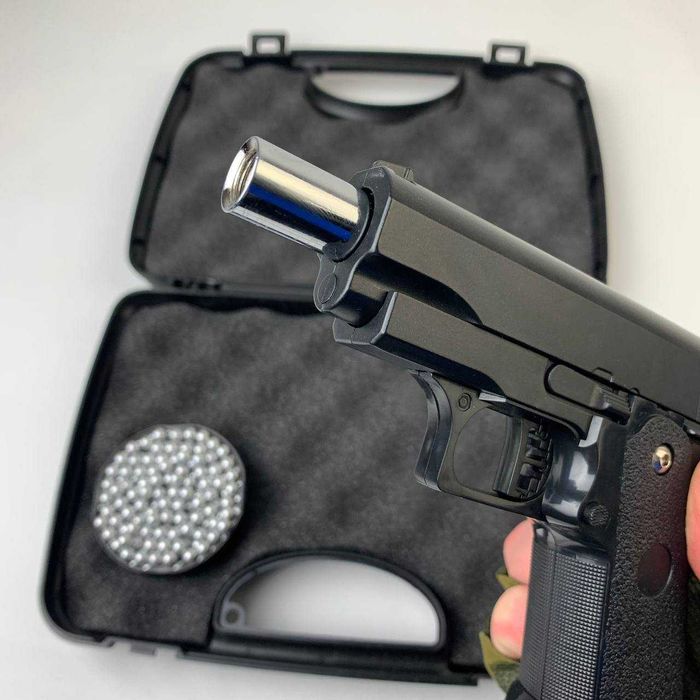 Металевий Дитячий пістолет Кольт 1911 із глушником іграшковий залізний