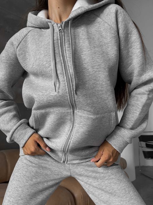 Спортивна кофта худі жіноча на блискавці тепла оверсайз з бавовни фліс