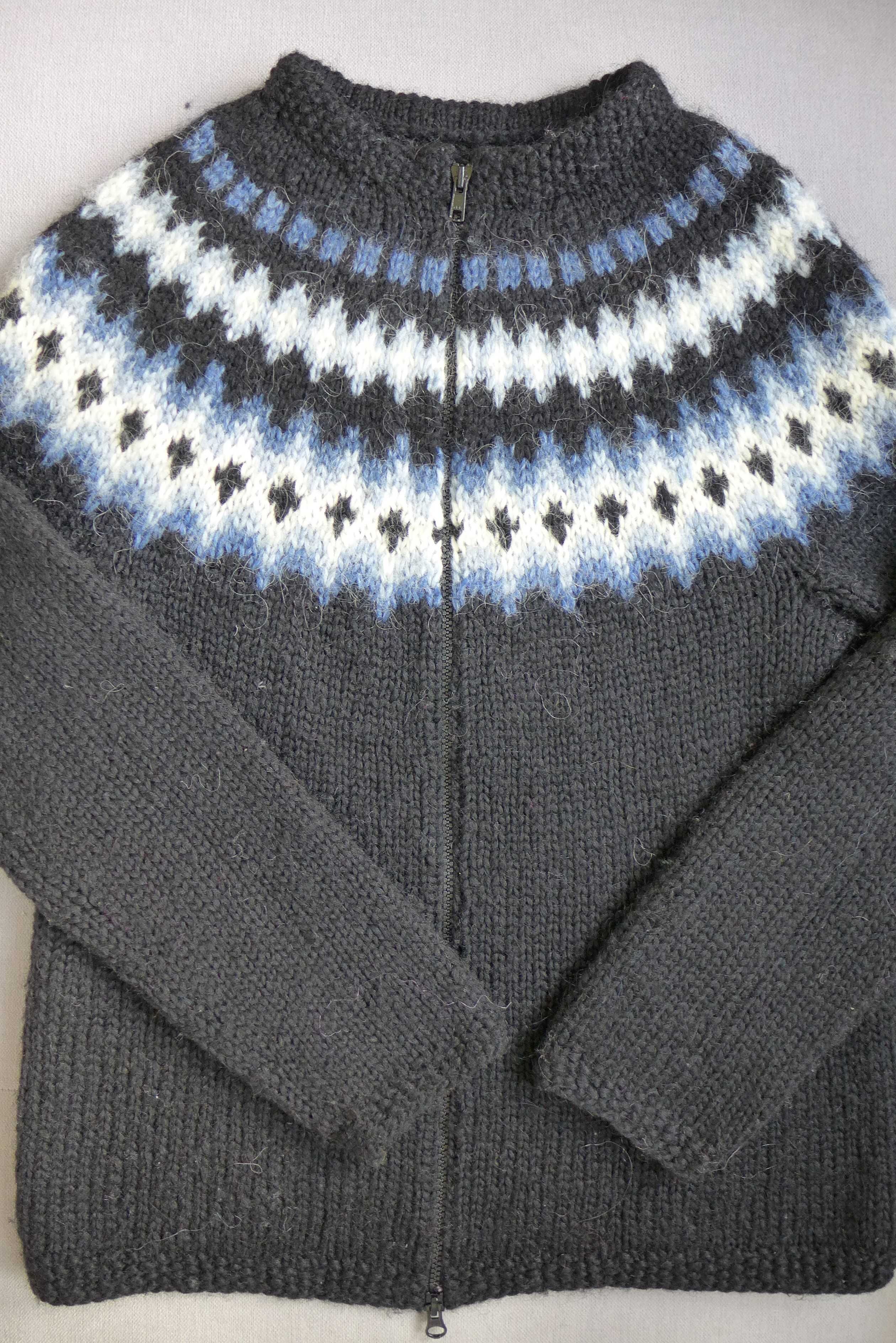 SWETER ISLANDZKI S 36 rozpinany kardigan lopapeysa Ręcznie Dziergany