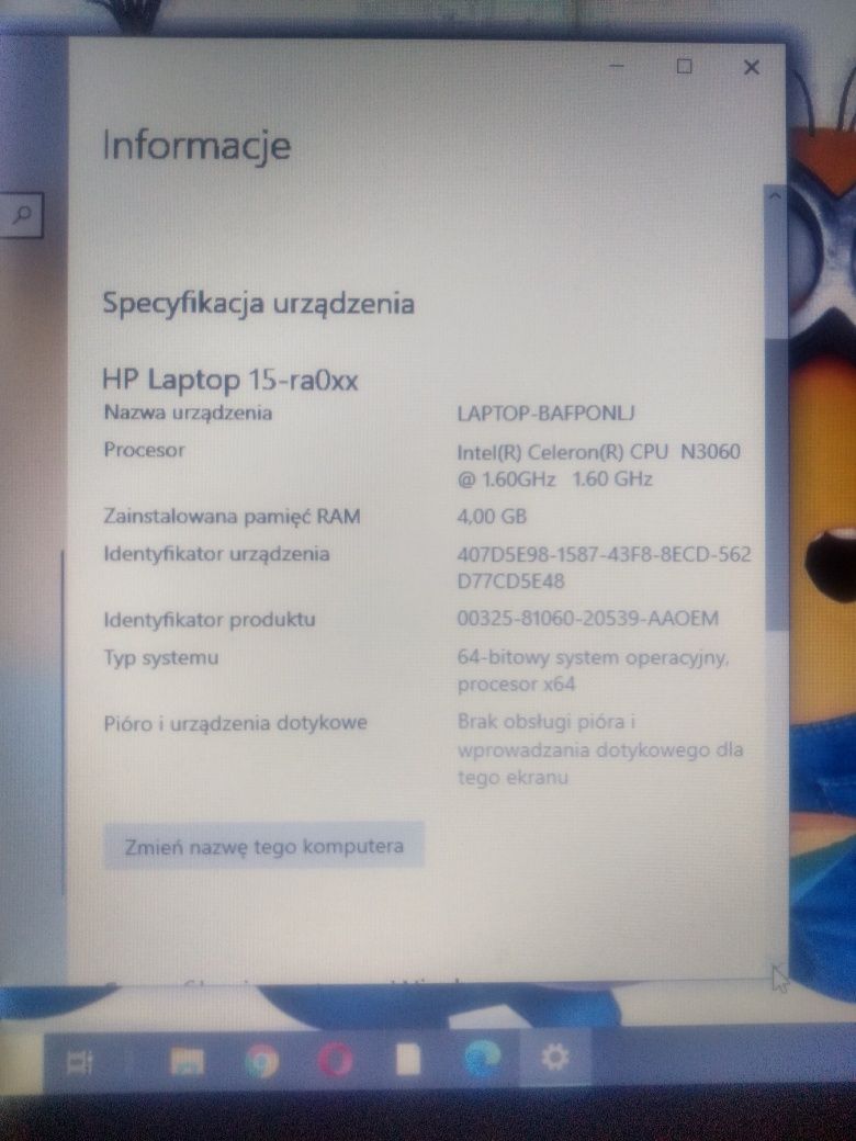 Laptop hp 15-ra048nw