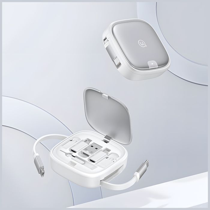 USAMS Kabel rozwijany 3w1 z pudełkiemMicroUSB/USB-C/Lightning 60W