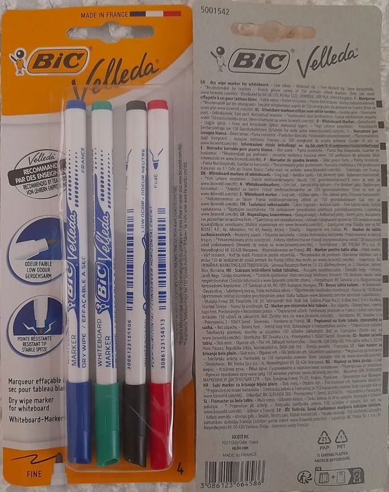 Bic Velleda Markery Do Tablic Suchościeralnych 4 Szt.