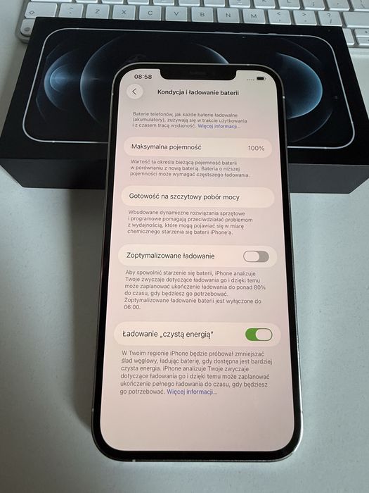 iPhone 12 Pro Max 512gb Silver Idealny Bateria 100%
