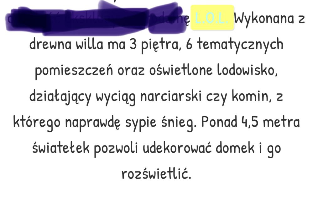 Domek LoL zimowy ze śniegiem ,świecący kominek i inne rzeczy w domku