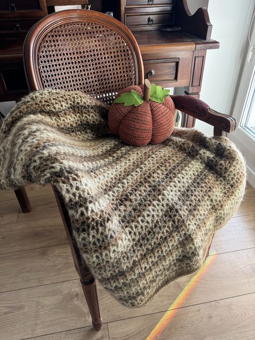 Koc szydełkowy handmade vintage prezent jesień