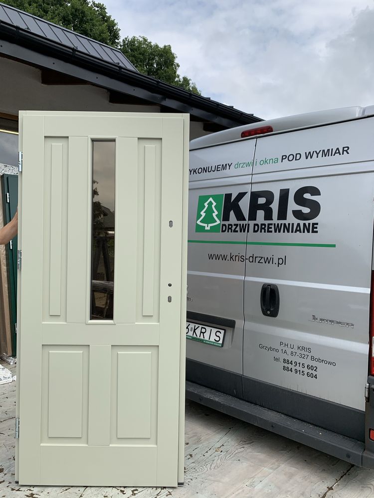 Drzwi wejściowe Kris zewnętrzne drewniane 900 Ofert  CZYSTE POWIETRZE