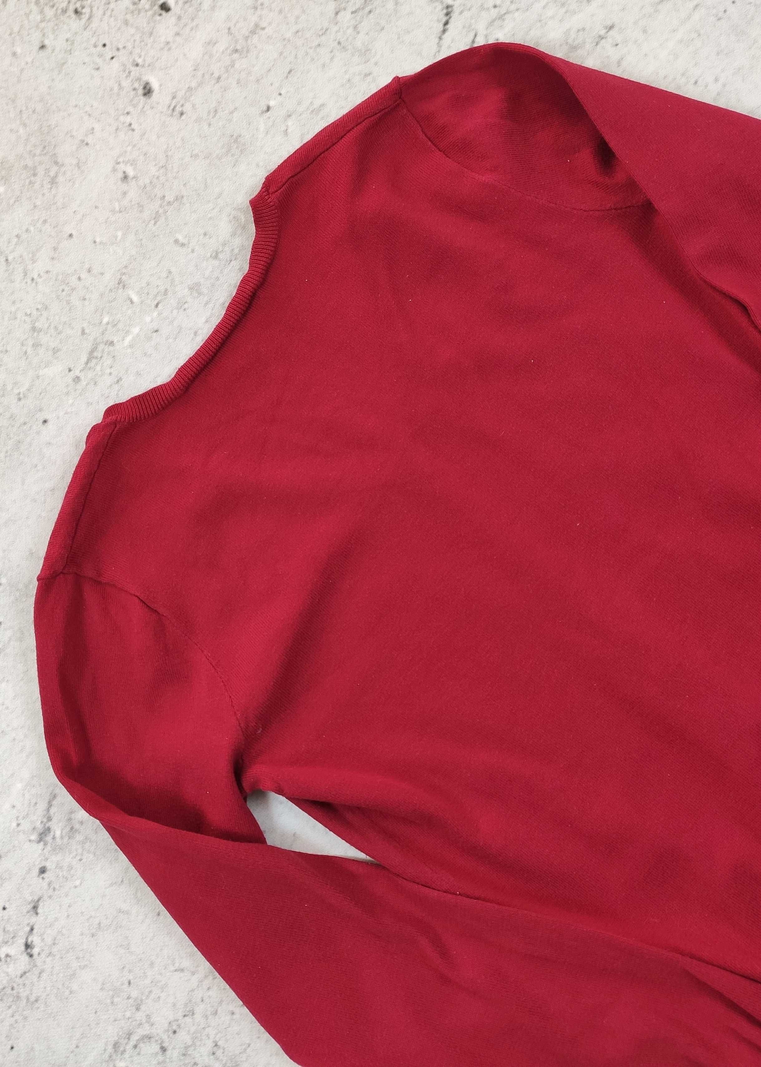 Sweter Ralph Lauren damski czerwony serek elegancki r. M