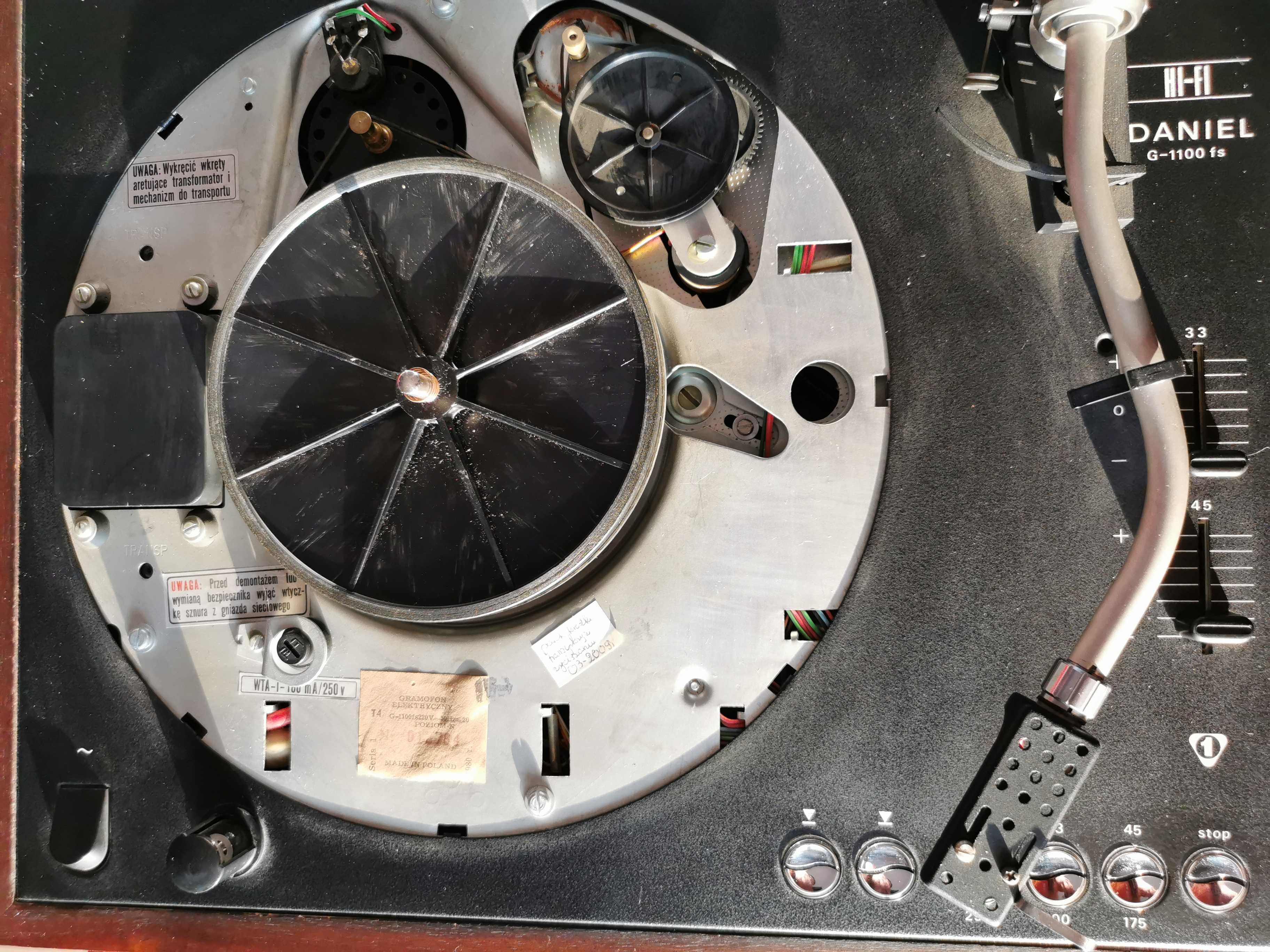 Gramofon PRL Daniel Unitra G-1100fs + instrukcja 1980 rok Warszawa