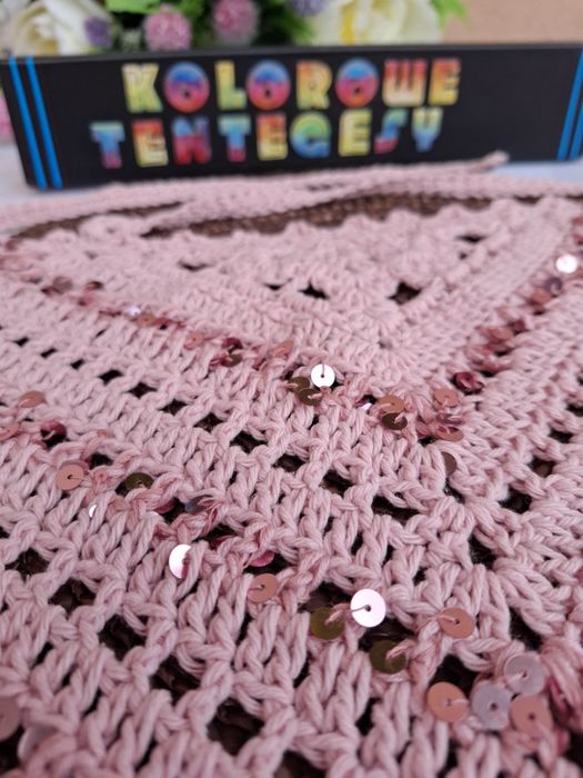 Bandana chustka z cekinami. Bawełna 100%. Nowa . Handmade