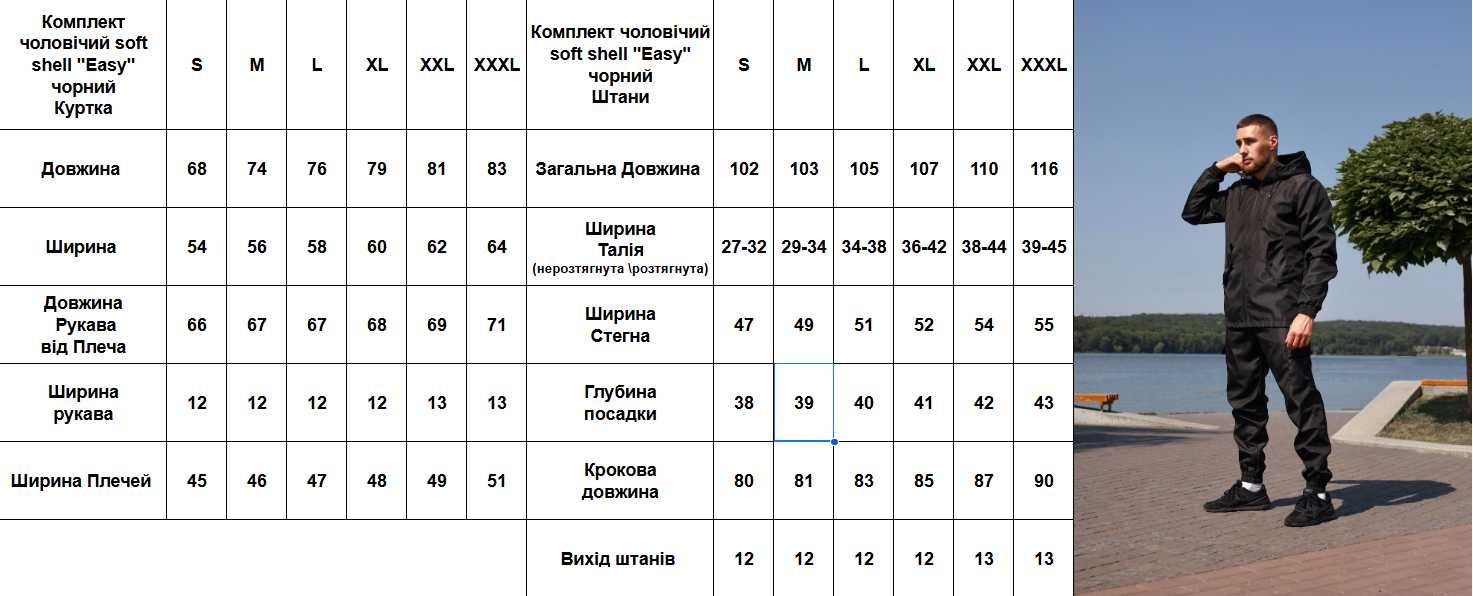 Костюм чоловічий софтшел весняний чорний вітровка і штани