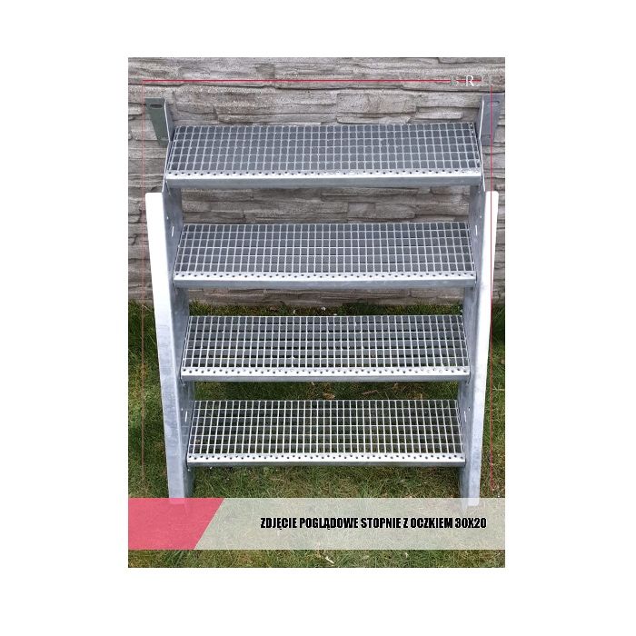 Metalowe schody zewnętrzne ocynk 4 Stopnie H 55-85cm bez poręczy
