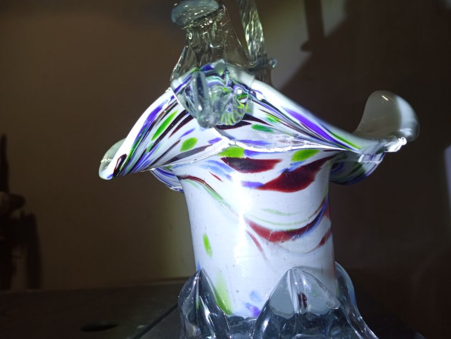 Szklany koszyk PRL duży czytać opis