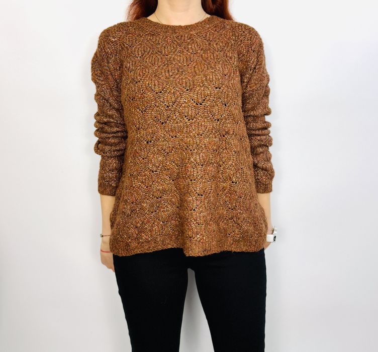 Rdzawy sweter o ażurowym splocie M 38 Fat Face