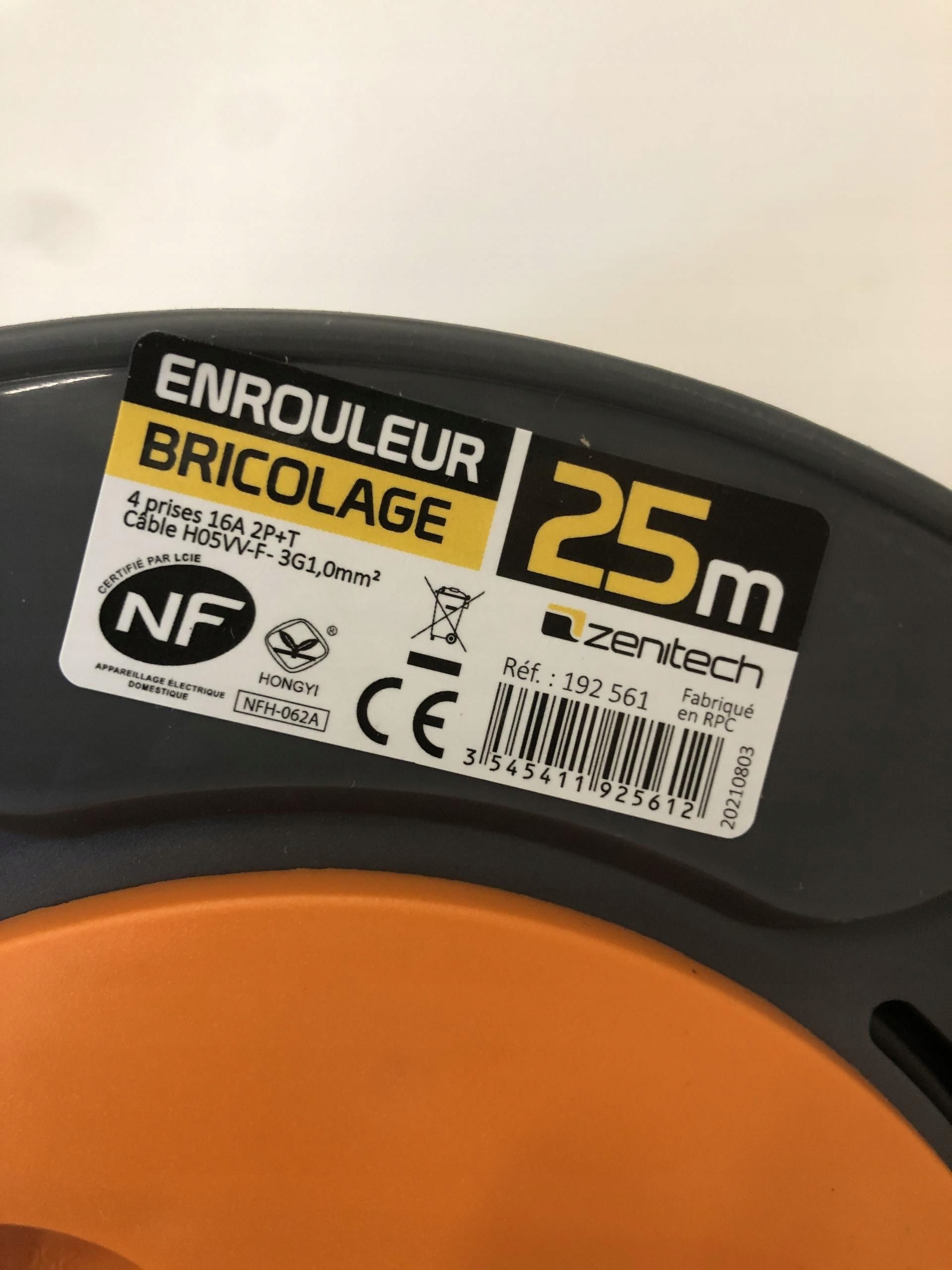 Zenitech 192561 Przedłużacz Bębnowy 25 M 4 Gniazda 1Mm2
