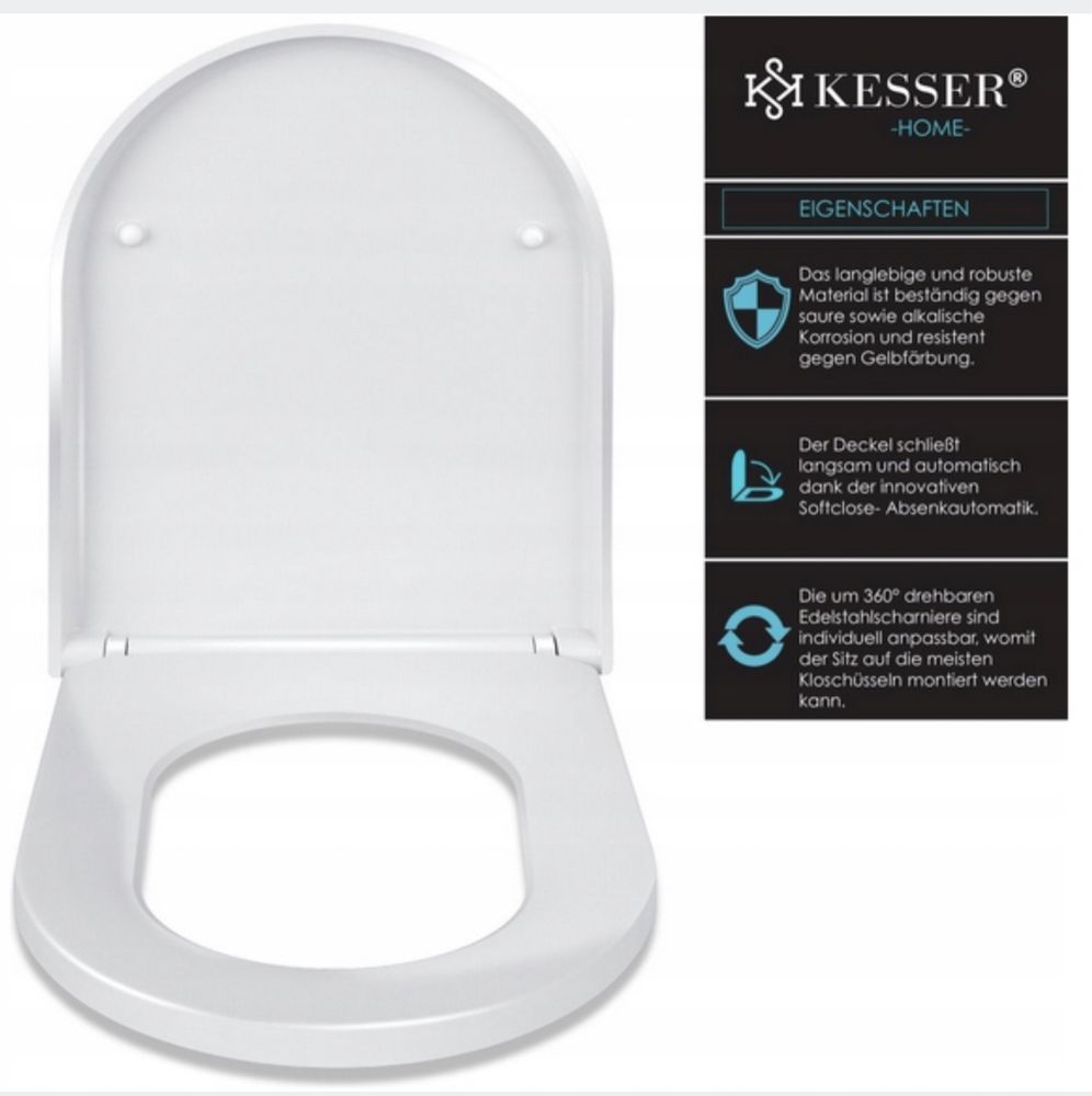 Deska sedesowa KESSER K-WC-1538U biały duroplast
