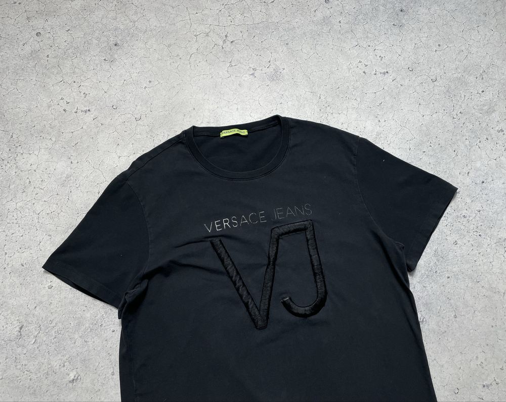 Мужская Футболка Versace Jeans С Большим Лого Оригинал L-XL Черная