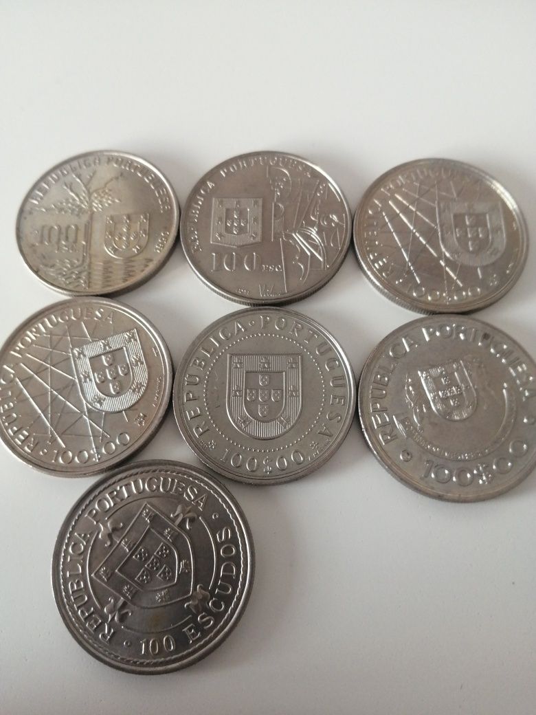 Vendo lote de 7 moedas de 100 escudos (portes incluídos)