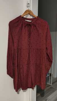 Burgundowa czerwona sukienka zara