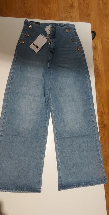 Kuloty jeansowe AD'ORO spodnie szerokie nogawki nowe z metkami