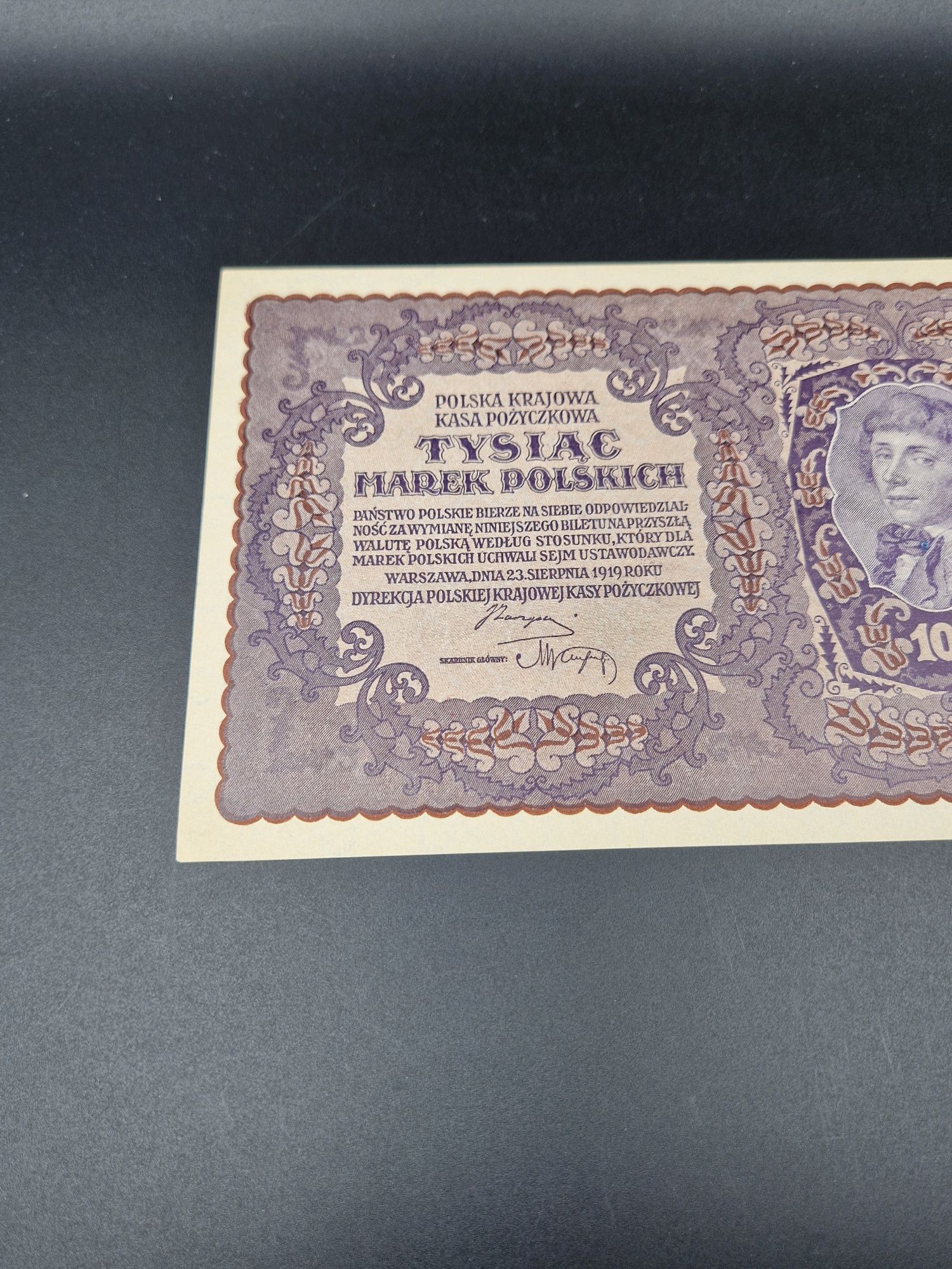 Banknot 1000 marek polskich 1919 rok świetny stan
