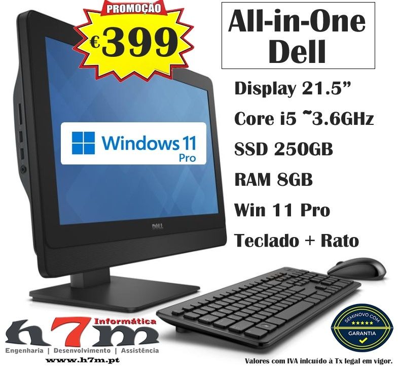 Computador All-in-One, I5, 21,5 polegadas c/ rato e teclado s