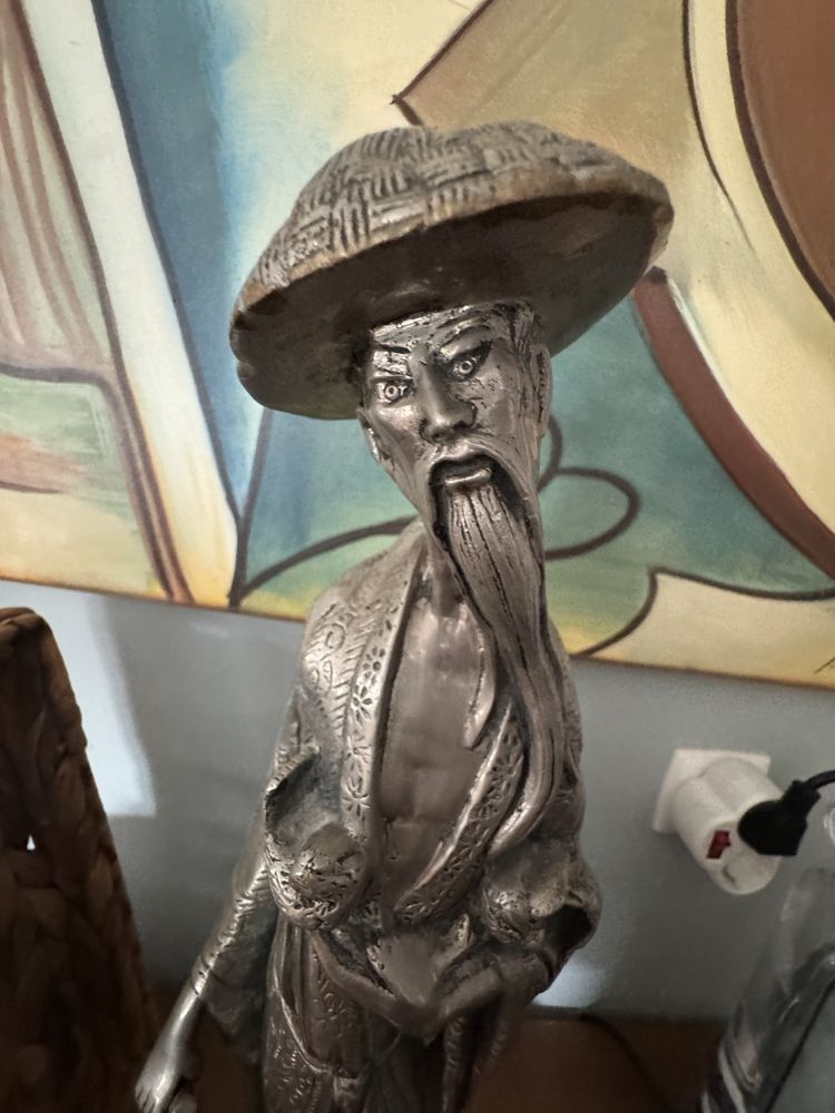 Vintage Estatua Juiz chinês em Estanho maciço
