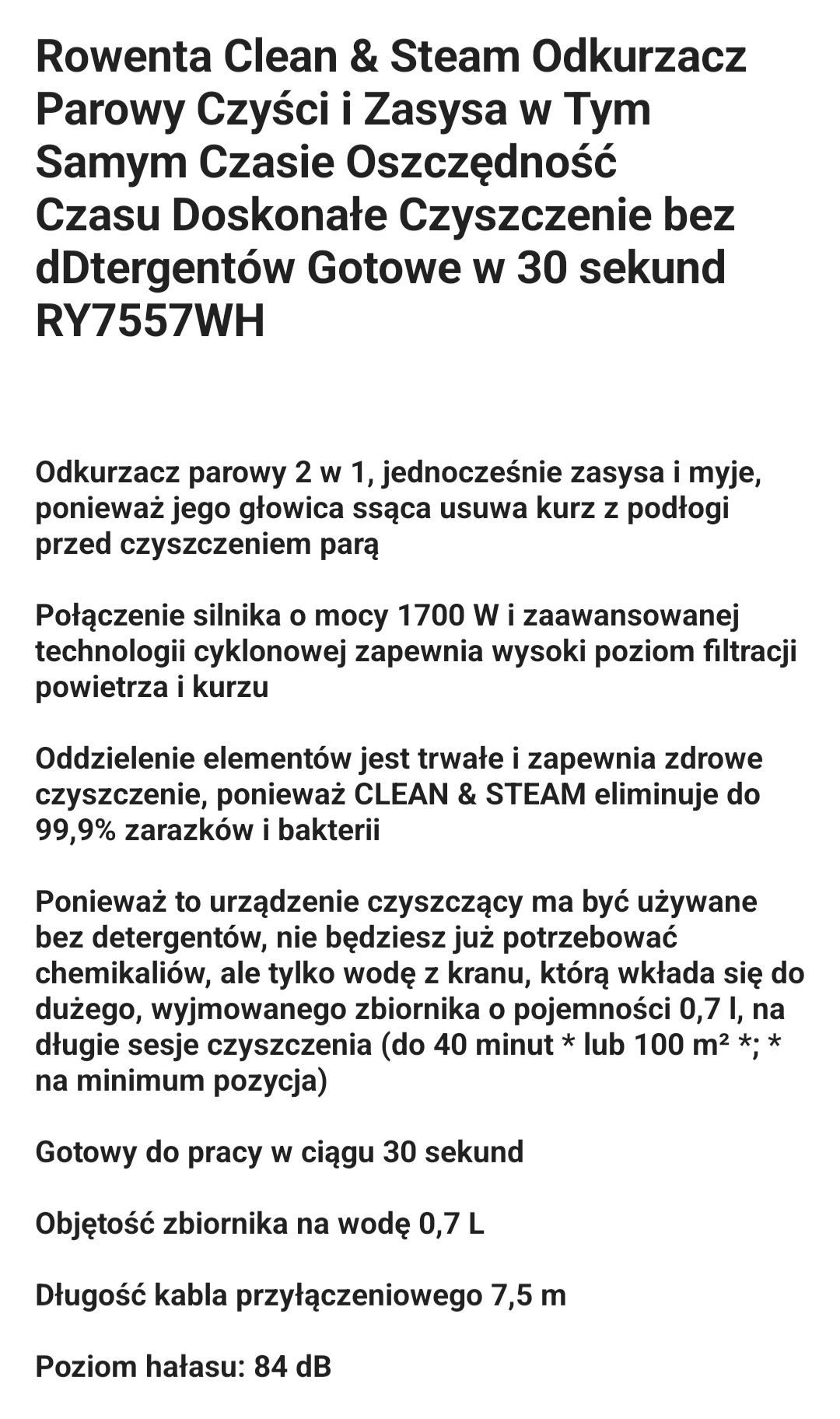 Odkurzacz parowy Rowenta Clean& Steam
