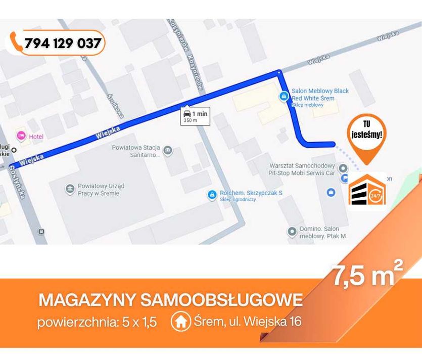 Boks, magazyn samoobsługowy, komórka lokatorska, kontener dowóz, Śrem