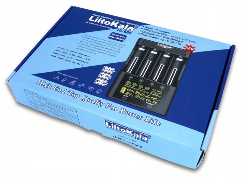 Ładowarka akumulatorów LiitoKala Lii-600 Li-Ion (4 SLOTY)