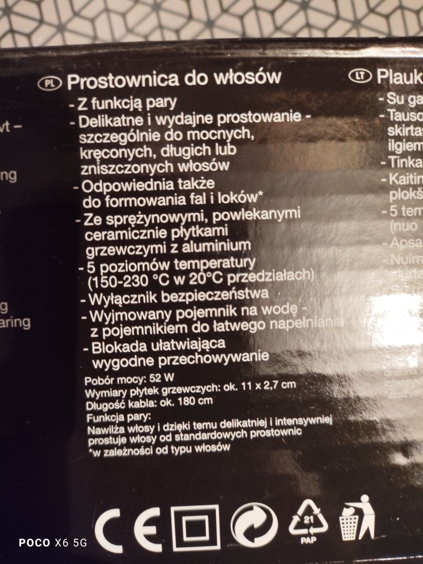 Silvercrest prostownica z funkcją pary nowa