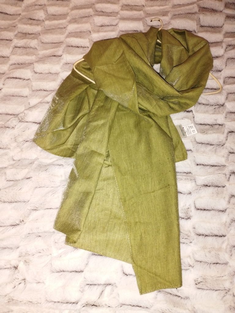 Echarpe verde de linho e viscose