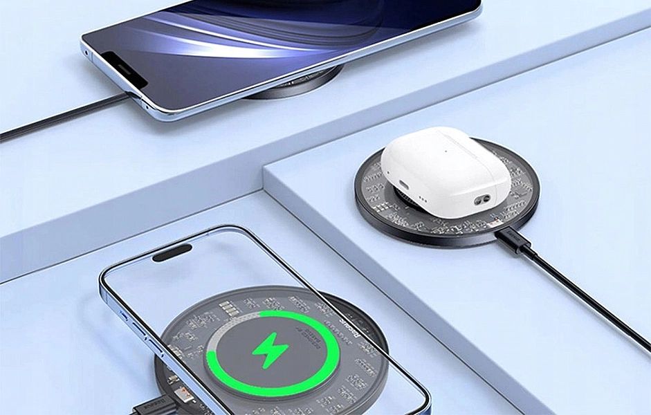 Ładowarka indukcyjna Baseus Simple 2/15W + kabel USB-C - czarna