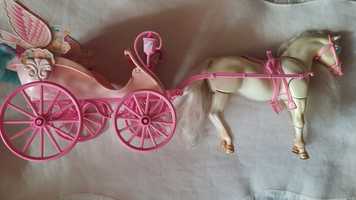 Koń z karetą dla lalki Barbie na baterie