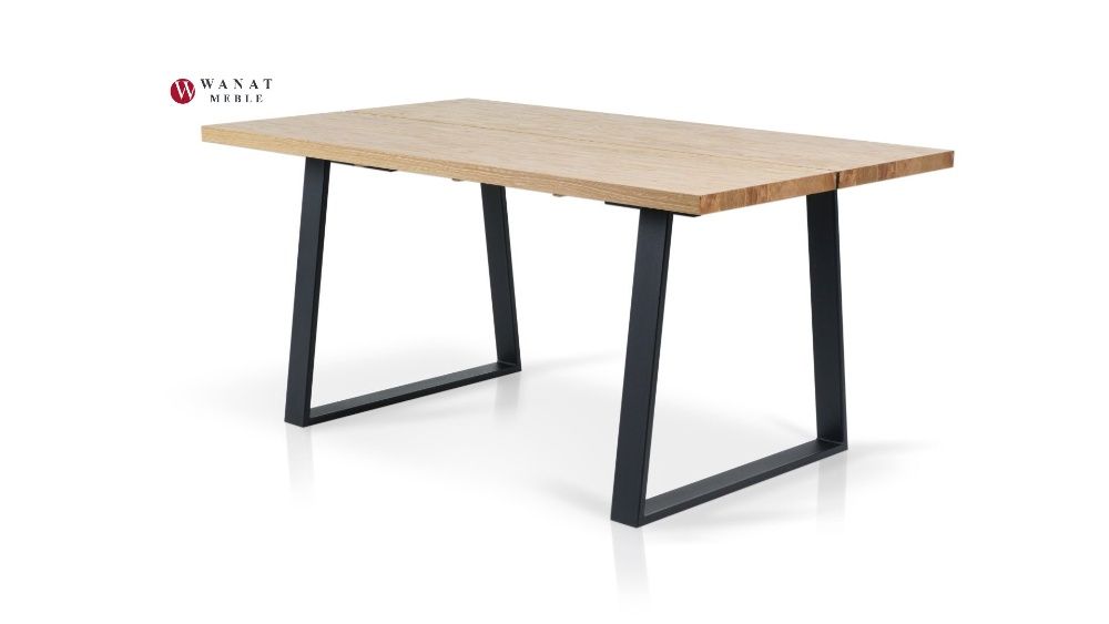 Stół LOFT + 6 Krzeseł WELUR Nogi metalanowe czarne