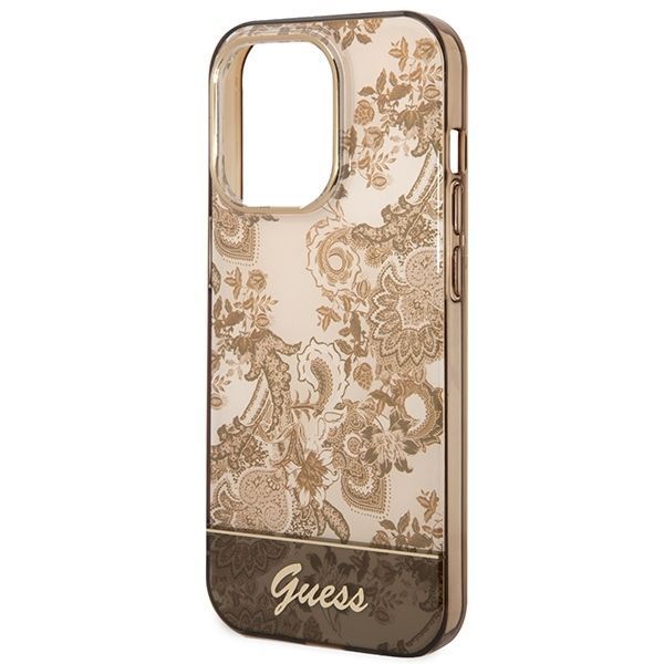 Etui Guess Porcelain Collection na iPhone 14 Pro - Ochra
