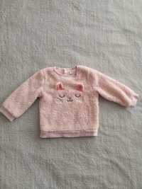 Różowa pluszowa bluza kot kotek Next 74 - 80 jak nowa