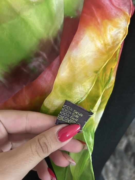 Jedwabna kolorowa chusta apaszka 100% jedwab