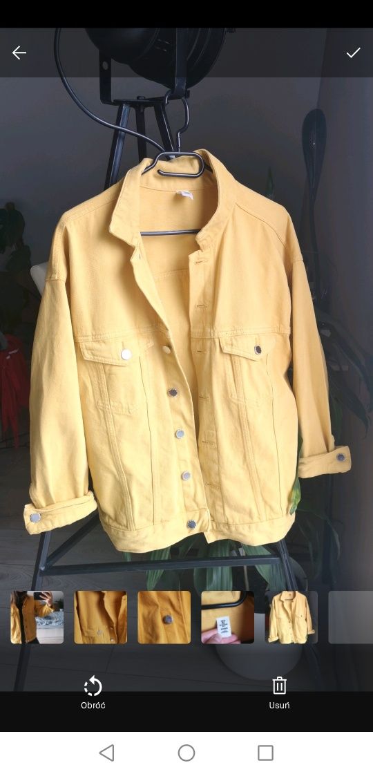 Kurtka jeansowa hm żółta musztardowa oversize
