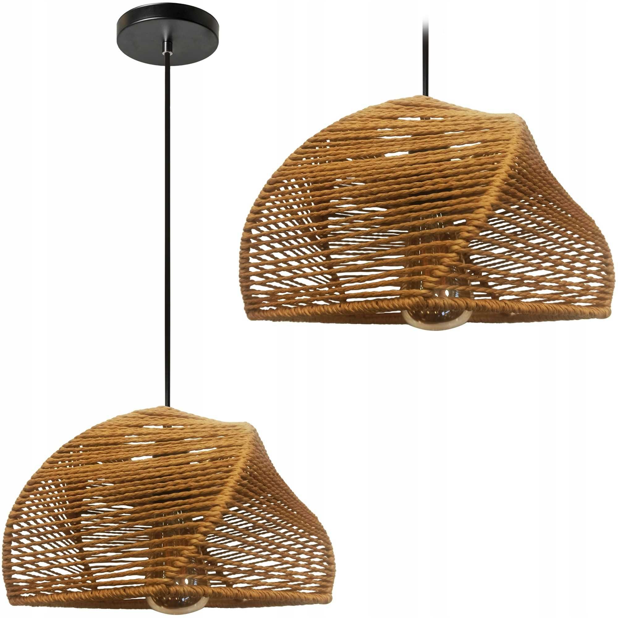 LAMPA WISZĄCA BOHO bambusowa naturalna sznurek jutowy brąz APP1316