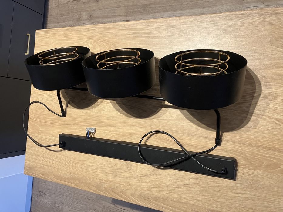 Żyrandol czarny zloto kinkiet lampa