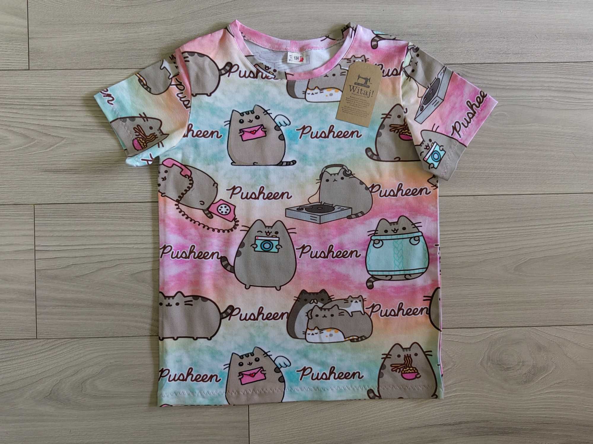 Tshirt bluzka z krótkim rękawem koszulka kot Pusheen rozm 134